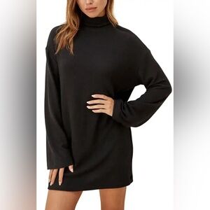 Reformation Daze Turtleneck Super soft Stretch Black Knit Dress Long Sleeve XS